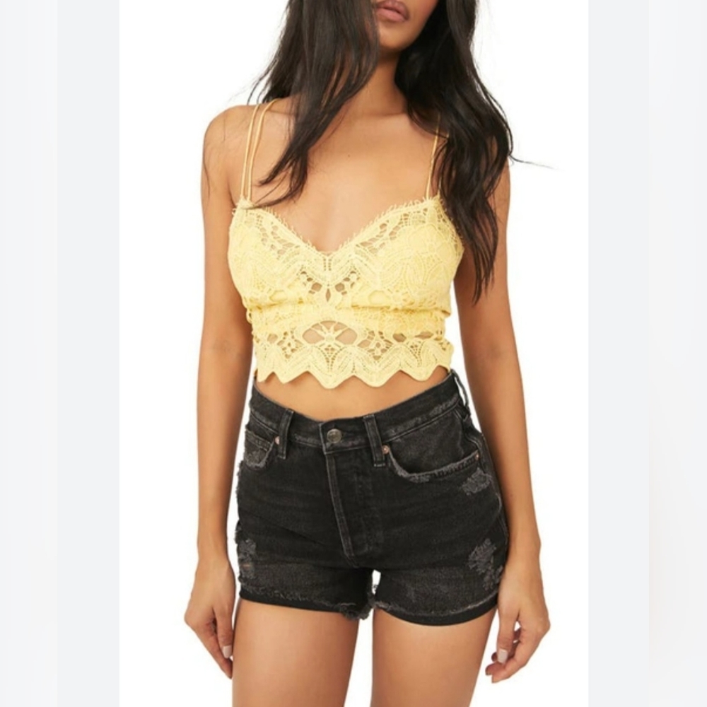 Free People Yellow Lace Bralette Crop Bandeau